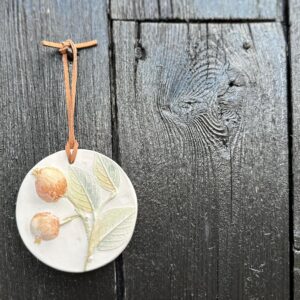 Watercolour painted hanging Room diffuser, beautiful, handmade , cast from real apples. With a bottle of Love red apple fragrance.